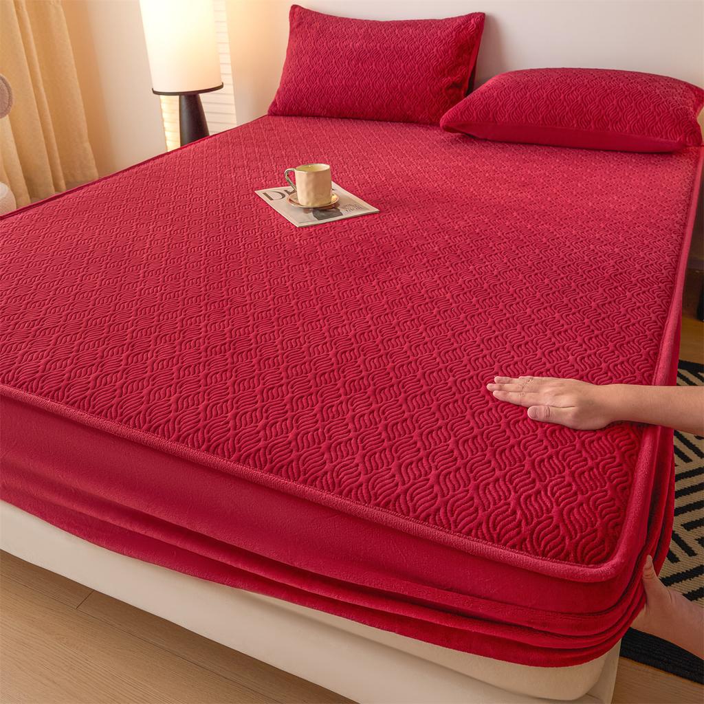 Class A Milk Velvet Quilted Bed Sheet Single Piece Thickened Anti-slip Bed Cover Mattress Protective Cover Bedding Set