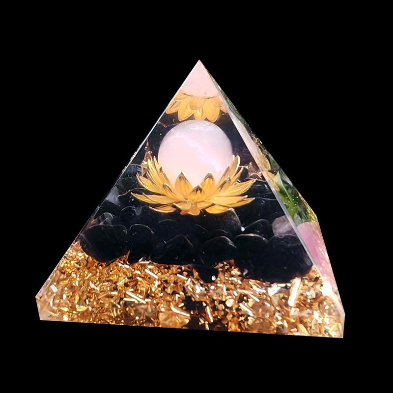 Crystal Pyramid Resin Ornament - 6cm Crushed Stone Handicraft for Home or Car Paper Box Packaging