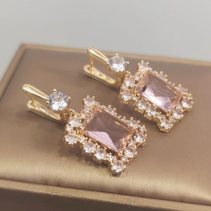 Luxuriöse Große Ohrringe für Frauen 2023 Neue Mode Geometrische Zirkon Tropfen Ohrring Gold Farbe Hochzeit Engagement Schmuck Zubehör