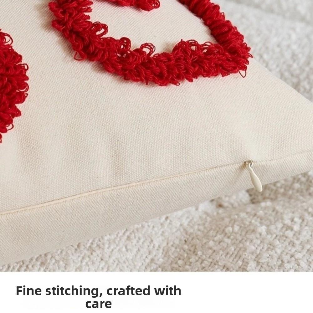 Velvet Tufted Cushion Case Embroidery Plush Pillow Cover  Wedding Decor