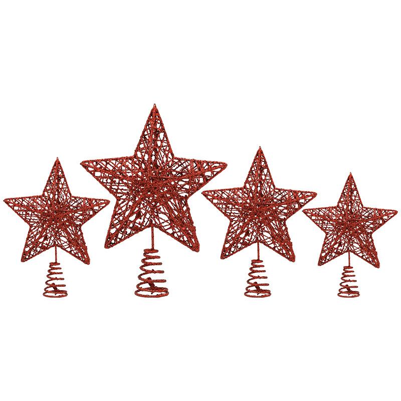 Christmas Pentagram Iron Ornament Tree Top Star Sequin Stand Pentagram Christmas Decoration Supplies