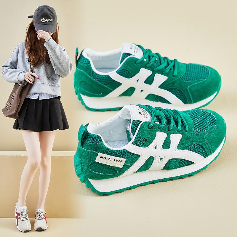 New spring and summer breathable thin bottom color matching women's shoes women's shoes sports and leisure height increase round head