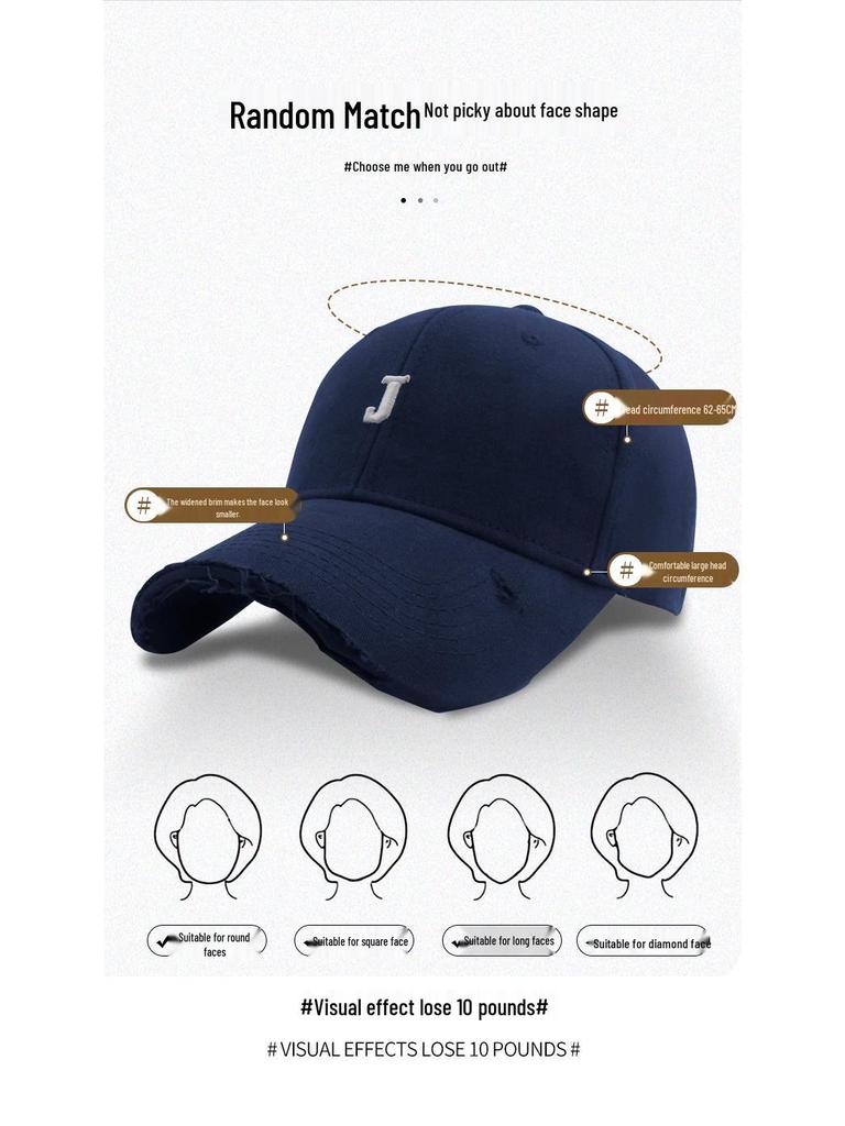 Fresh Blue Baseball Cap: Spring/Summer Sunshade with Deep Top for Small Faces, Unisex Duckbill Design