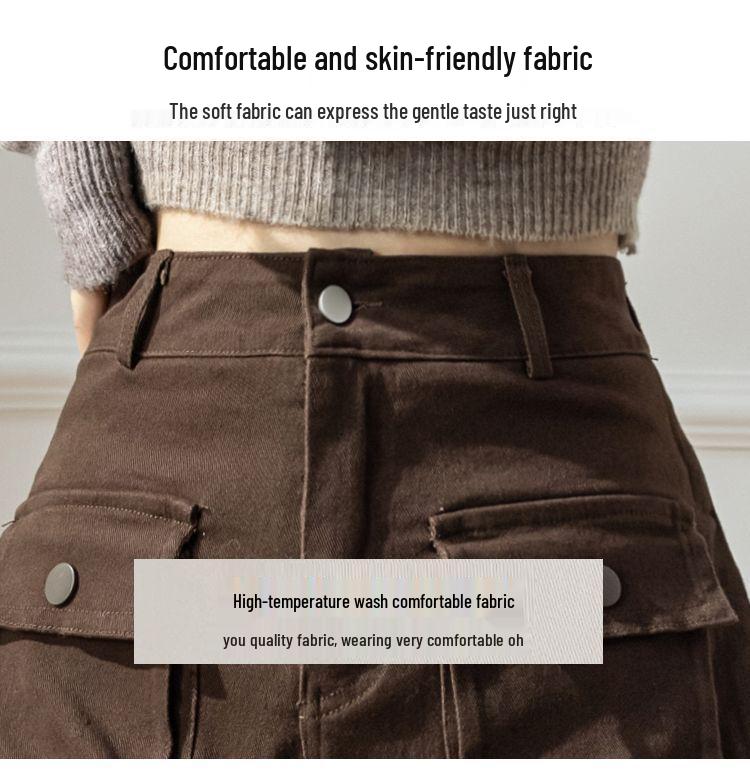 2026 Summer American Retro High Waist Wide Leg Cargo Denim Shorts for Women
