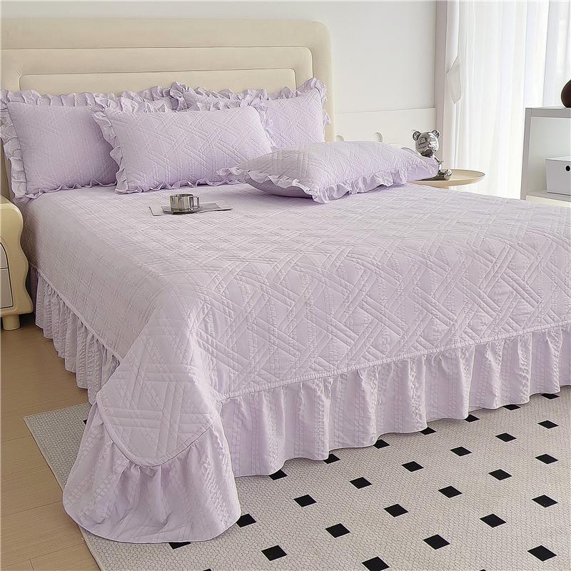 Bonenjoy Bed Cover Plain Bedspread Lace Style Bed Linen 250X250/250X270 Thicken Bedsheets Colchas Matrimoniales (No Pillowcase)