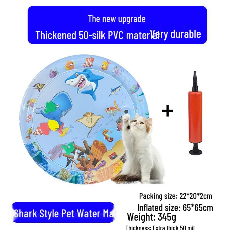 Cartoon Round Inflatable PVC Ice Pad for Cats & Dogs - Scratch-Resistant, Water-Injectable & Thickened