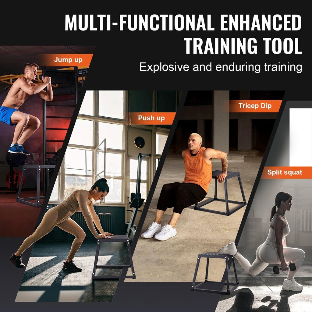 Plyometric Jump Boxes, 12/18/24/30 Inch Plyo Box, Platform and Jumping Agility Box, Anti-Slip Fitness Exercise Step Up Box Set for Home Gym Training,