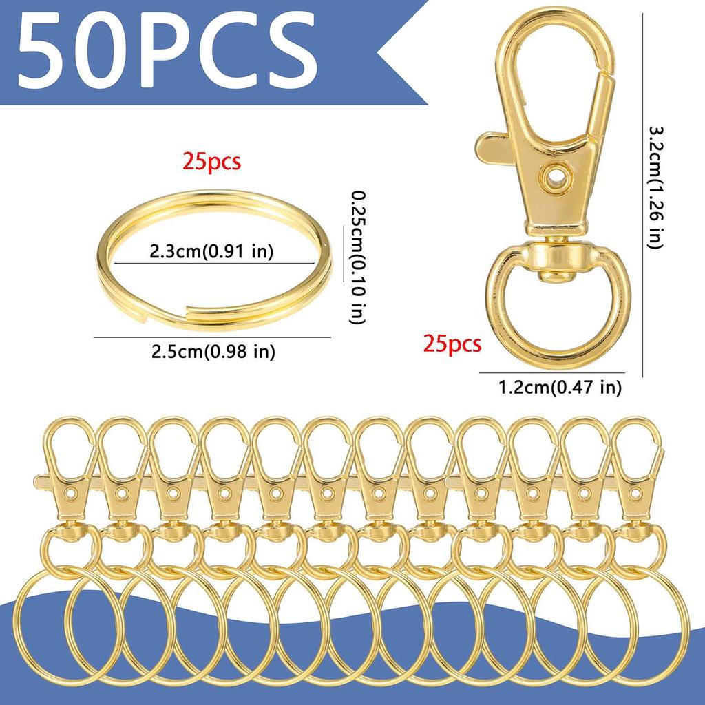 50/100/150PCS Keychain Hooks with Key Rings,.Metal Swivel Lobster Claw Clasps, for Keychain Clip Lanyard, Jewelry Making, Crafts