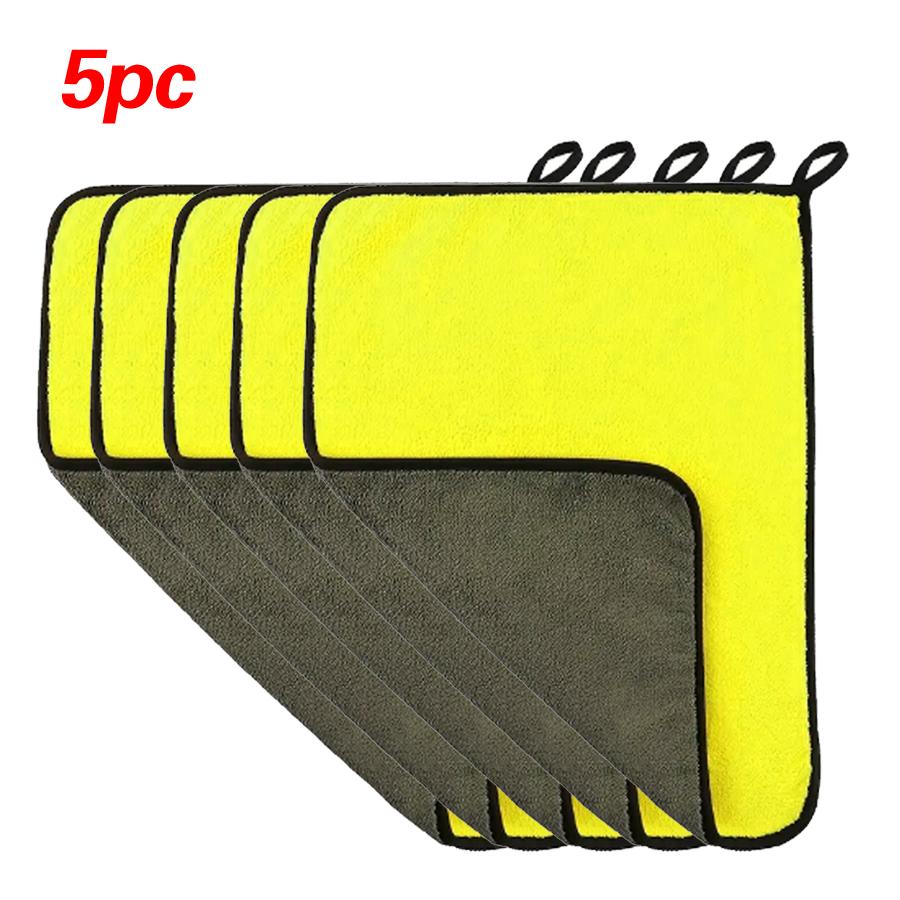Serviette de Lavage de Voiture Épaissie Absorbante Bicolore Double Face en Polaire Corail Serviette de Lavage de Voiture Propre Maison Voiture Double Usage