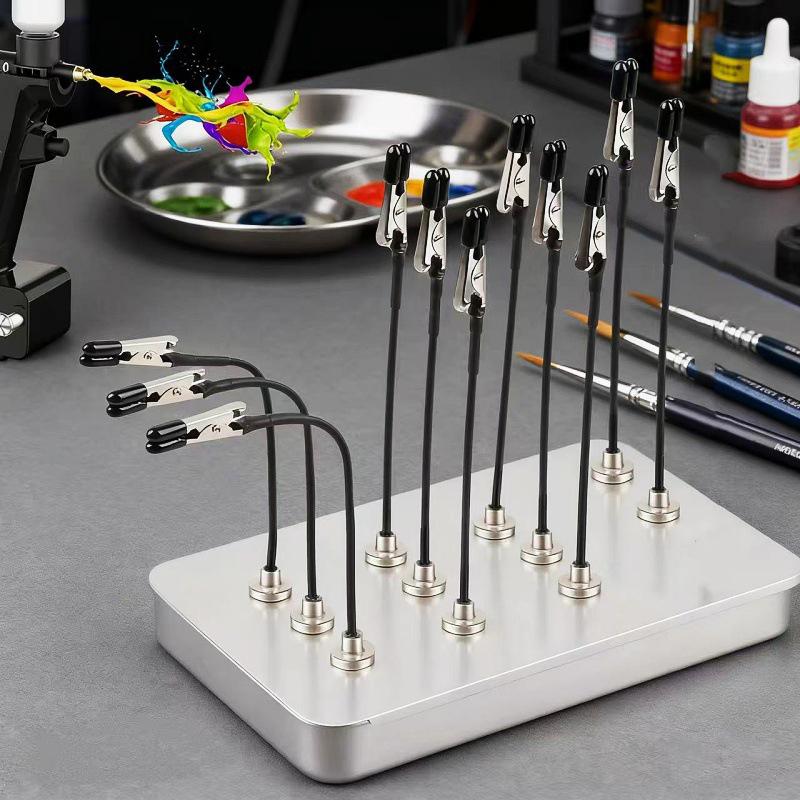 10/12Pcs Third Hand With Strong Magnetic Base Flexible Arms Pcb Holder For Electronics Repair - Alligator Clip Welding Tool