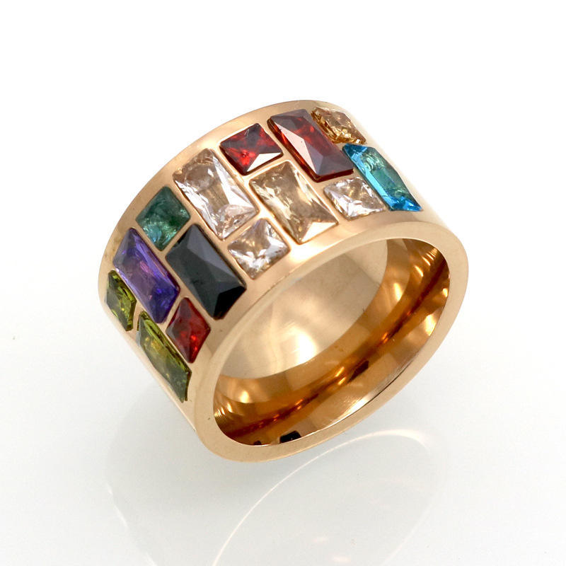 Multicolor Crystal For Women Anel 316L Stainless Steel Wedding Rings Female Rainbow Color Stone Anillo  Jewelry