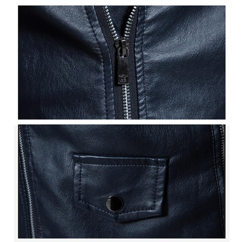 Men’s Jackets Faux Leather Lapel Long Sleeves Zipper Slim Fit Retro Motorcycle Jacket Autumn Winter PU Bomber Tops Holiday Casual Outer Wear