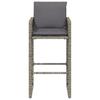 Garden Bar Stool with Cushions 2 pcs Grey Poly Rattan