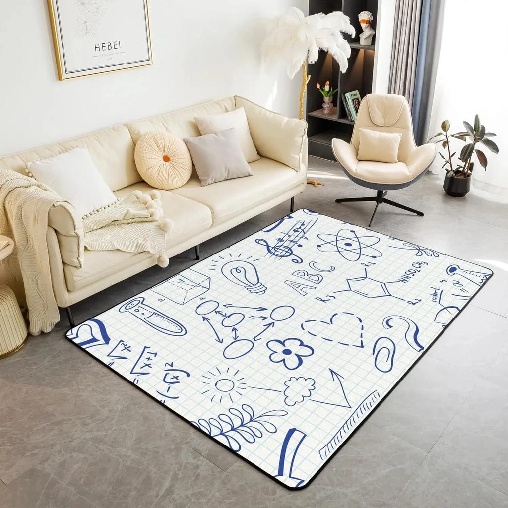 Math Theme Area Rug Math Equation Rugs for Boys Girls Math Geometry Science Style Carpet Mathematics Formula Indoor Floor Mat