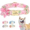 Customized Dog Collar Nylon Print Pet Dog Collars Personalized Pet ID Necklace With Cute Flower For Small Medium Large Dogs Pug