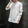 Autumn Men's  New Spliced Pullover O-Neck Letter Fashion Solid Color Loose Versatile Minimalist Casual Long Sleeved Tops