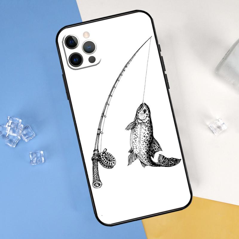 Carp Fish Fishing Rod Phone Case For iPhone 16 Pro Max 12 13 Mini 11 14 15 Pro Max XR 16 15 Plus 16e Cover Shell