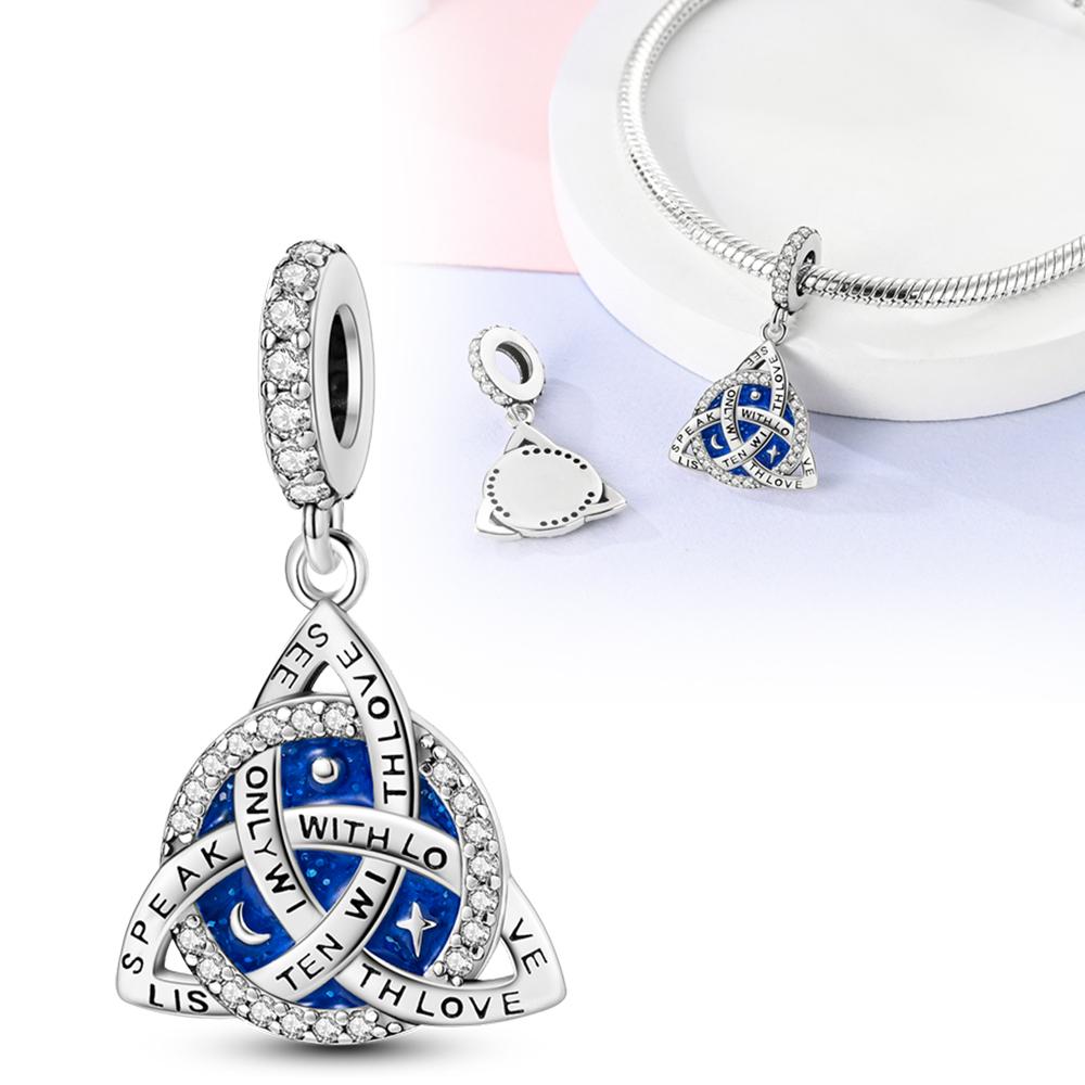 

S925 стерлингового серебра кельтский узел звезда шарм подходит шармы серебро S925 оригинальный браслет для изготовления ювелирных изделий