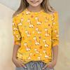 Kids Animal Print Crew Neck Three Quarter Sleeve Casual T Shirt Soft Fabric Comfortable Fit Lightweight Design for Everyday Wear