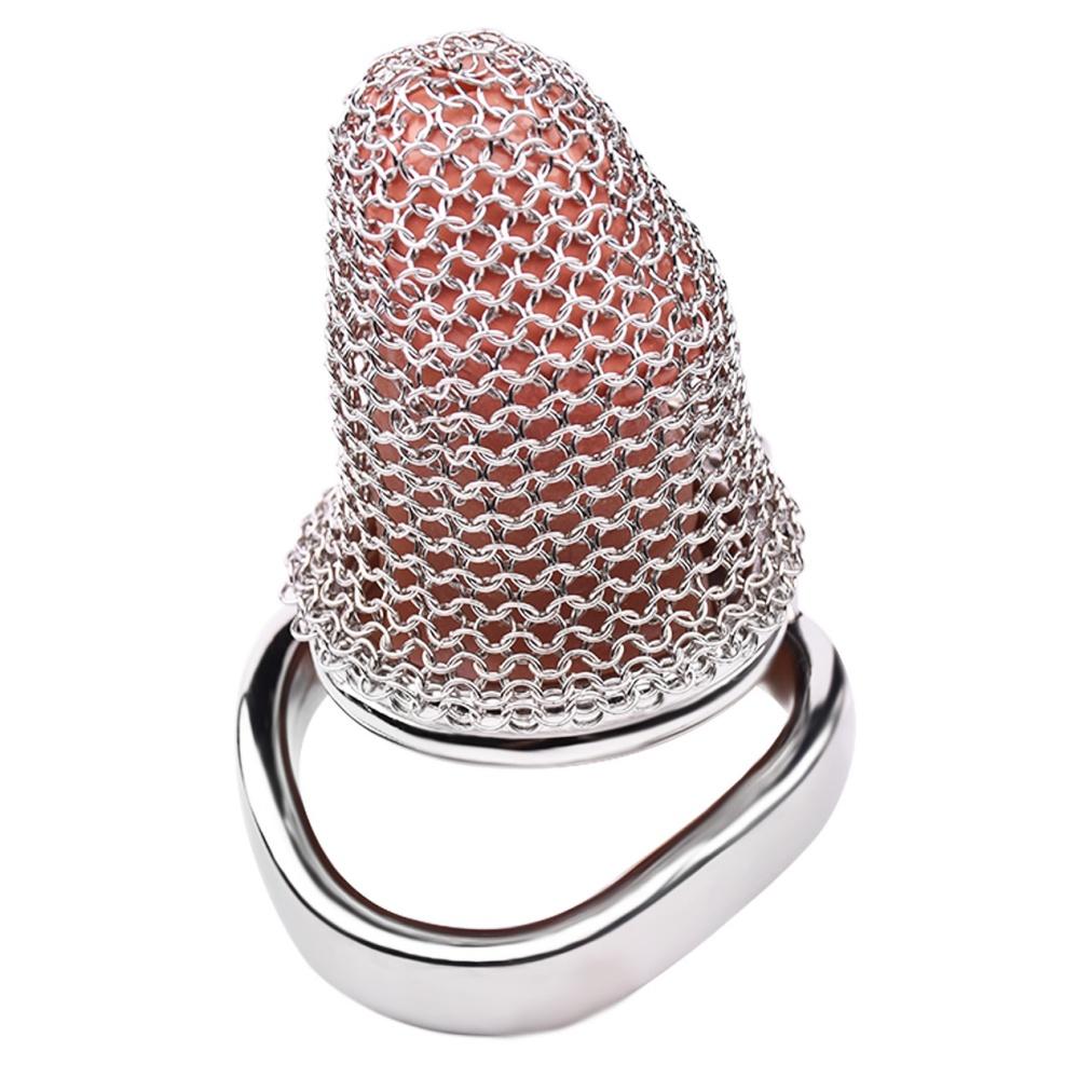 FRRK Men Stainless Steel Mesh Chastity Lock Smooth and Lightweight Control Penis Lock Adult Sex Toys