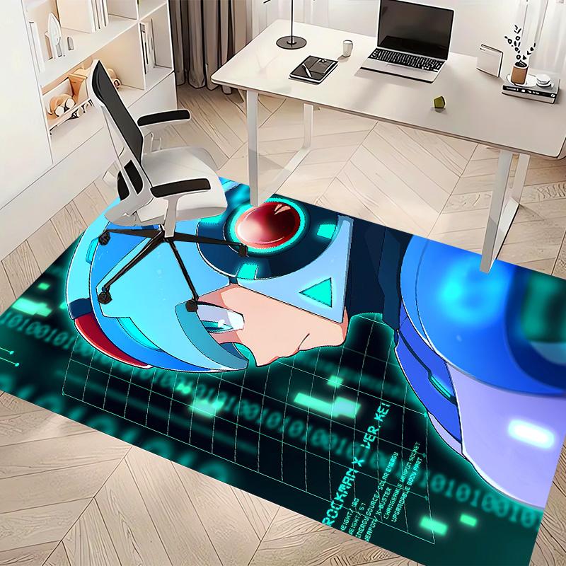 Cartoon Rockman Game Megaman Printed Absorbent Washable Carpet, Non-Slip Bathroom Mats, Kitchen Rugs, Yoga Mat,Living Room Entrance, Camping Picnic Ru