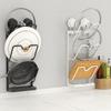 Wall Mounted Pot Lids Holder Punch Free Cookware Storage Shelf Suction Cup Pot Lid Rack  for Home