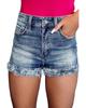Azura Exchange High Waist Raw Hem Denim Shorts