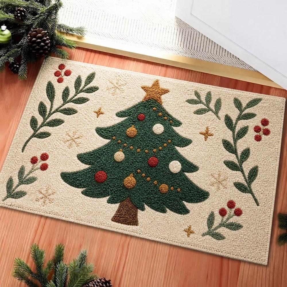 Santa Claus Design Bathroom Mat Water-absorbing Anti-slip Pad Door Carpet Christmas Season