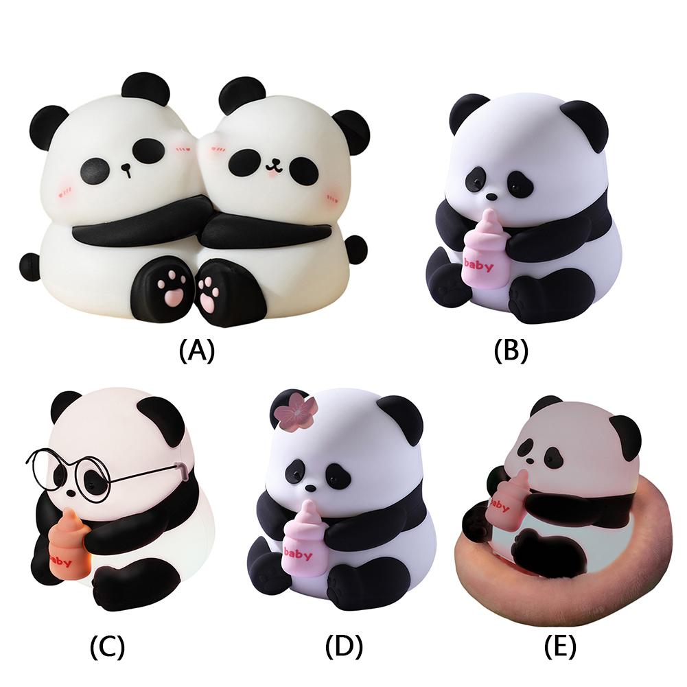 Panda LED Night Light 3 Level Dimmable Touch Bedroom Bedside Table Cute Silicone Lamps Room Decor Lighting Lamps for Children
