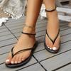 Fashion Women's Narrow Band Pinch Toe Flat Slippers 2025 Summer New Roman Shoes Open Toe Beach Sandals Plus Size 43 Zapatos De Mujer