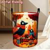 1pc Laundry Basket, Autumn Pattern of Crows And Hedgehogs. Polyester Material, Suitable for Home Clothing And Underwear Storage, Foldable Dirty Clothe