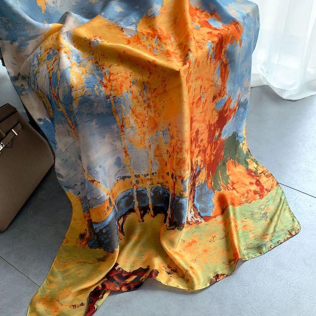 

Розкішний бренд осінь і зима для жінок, новий стиль, мода, відповідний колір, принт, шовковий шарф, жіноча популярна платок, пляжна шаль