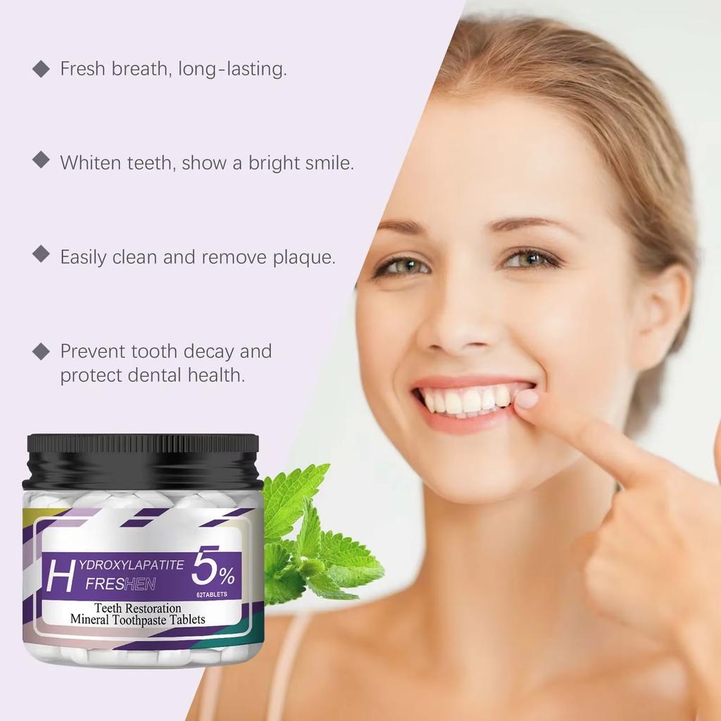 Whitening Toothpaste Tablets Brightening Teeth Cleaning Remove Plaque Stain Fresh Breath Oral Hygiene Care Solid Mint Toothpaste