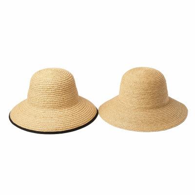 Summer Sun Hat Simple Ladies Raffia Big Brim Straw Hat Travel Beach Sunshade Straw Bucket Hat