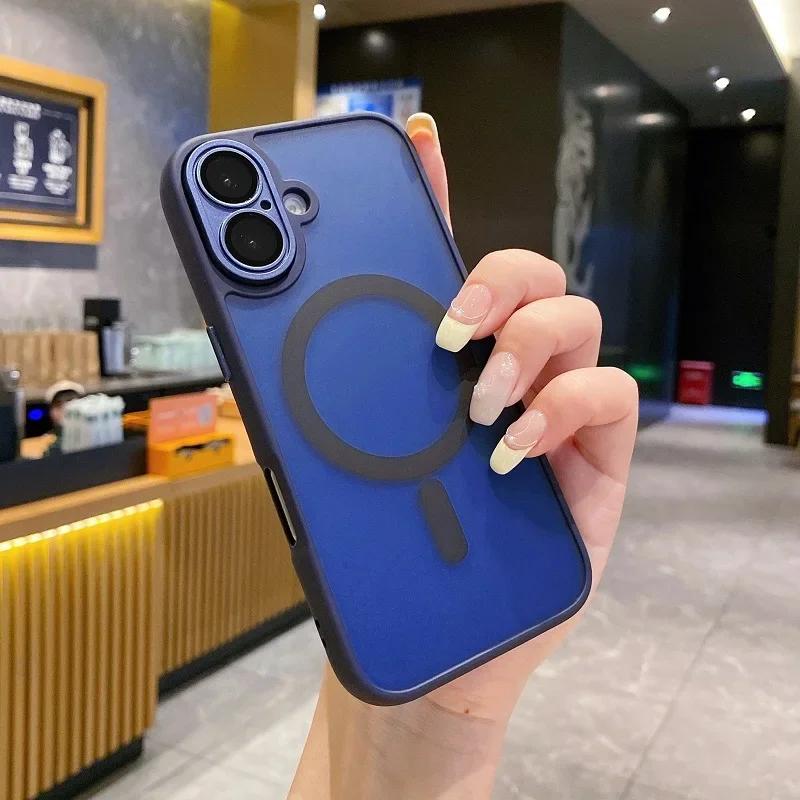 Luxury For Magasfe Wireless Charging Magnetic Matte Case for iPhone 16 15 14 Plus 13 12 11 Pro Max Shockproof Armor Bumper Cover