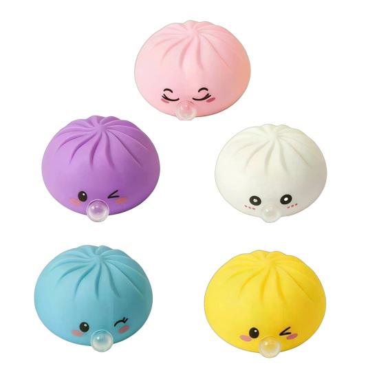 1/3/5Pcs Bubble Blowing Cartoon Dumpling Toy Stress Relief Steamed Bun Squeeze Toy Soft Stretchy Bubble Dough Ball Fidget Toy