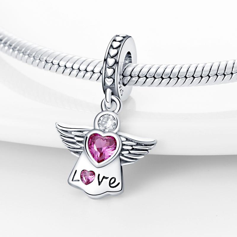 Authentic Charm Bead Charms copper Plated Angel Love Heart Pendant Bead Charms Compatible With Bracelets Women Jewellery Making Diy Gift