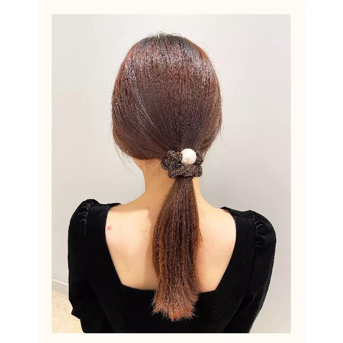 Delicate Pearl Decorated Sparkly Hair Ring for Women Formal Occasions Daily Elegant Hair Accessory