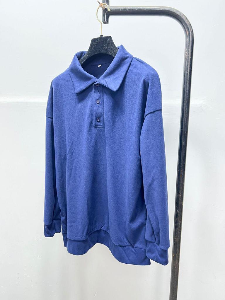 2022 Autumn Men's V-Neck Button Long Sleeve Casual Polo Shirt