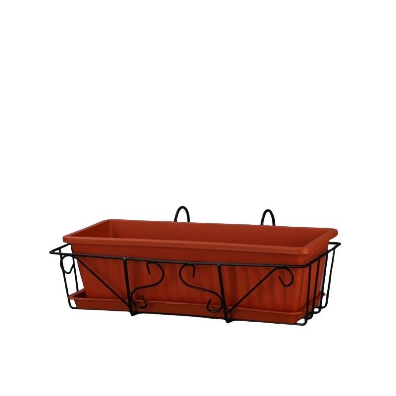 KEYSHEEL Extra Large Rectangular Plastic Hanging Planter with Iron Rack