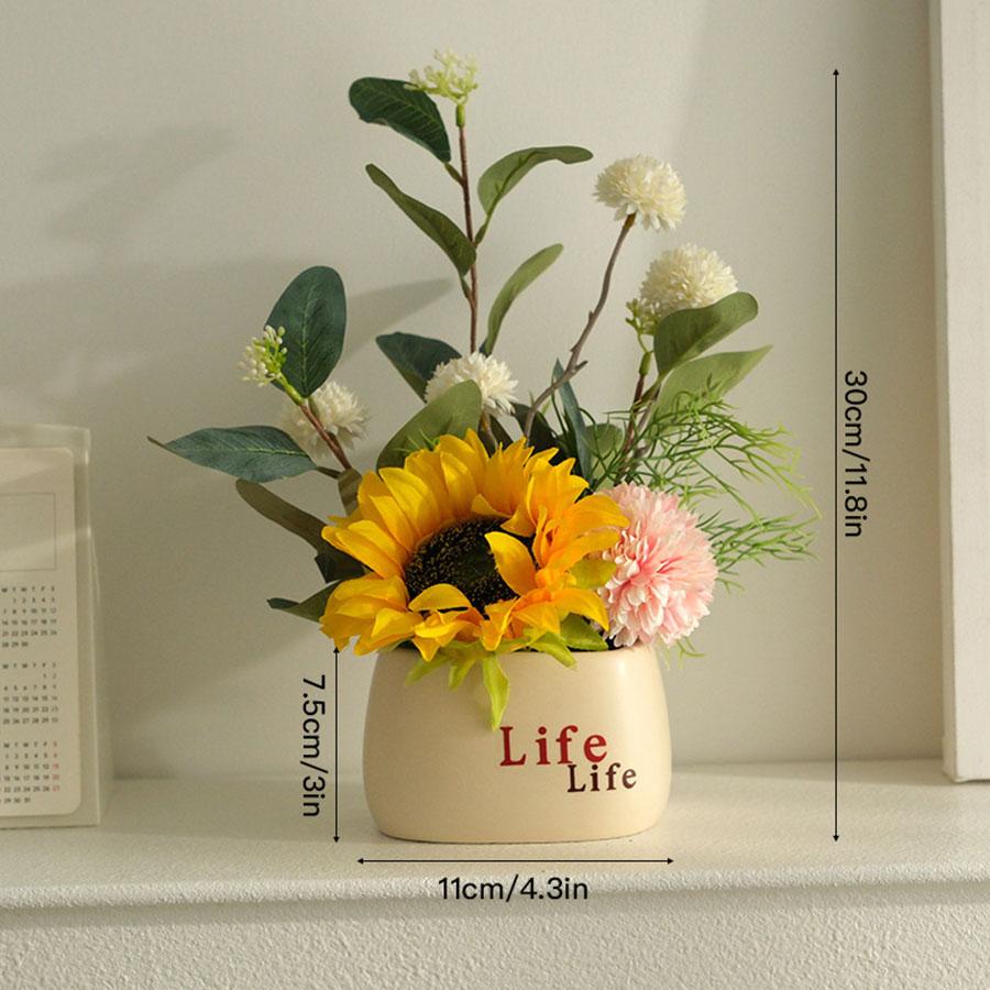 1 Piece of Simulated Flower Pot with Flower Pot Decoration Flower Bouquet Restaurant Desktop High-end Feeling Flower Bouquet