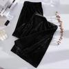 Women's Velvet Wide-Leg Pants Elastic High Waist Pleated Casual Trousers