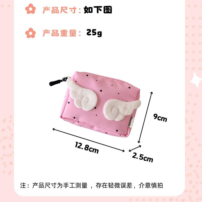 Ins Dots Mini Wings Cute Wallet Coins Wallet Portable Sanitary Pad Bag Mini Makeup Bag Earphone and Lipstick Organizer Pouch