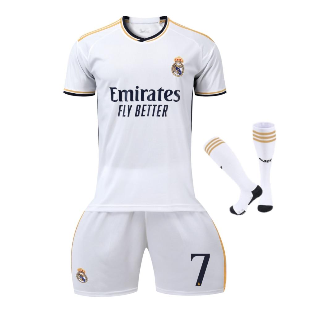 Real Madrid Vinicius Kids Soccer Jersey White Youth Sports Equipment