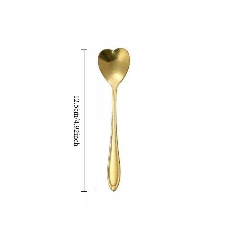 4pcs Polished Stainless Steel Heart Shaped Coffee Spoons Mixing Stirring Flatware for Cafe Bar Drinkware Tableware Accessories