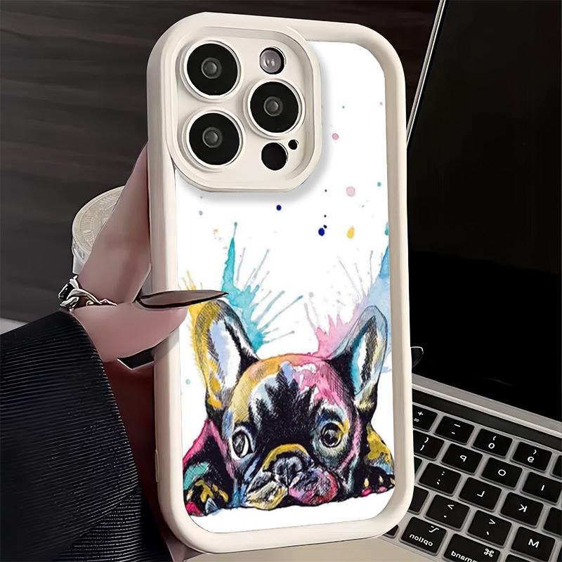 Phone Case for iPhone 17 Air 16E 15 16 Pro Max French Bulldog Dog Pug Design Cover 14 Plus 13 12 Mini Soft Shell Silicone Fundas