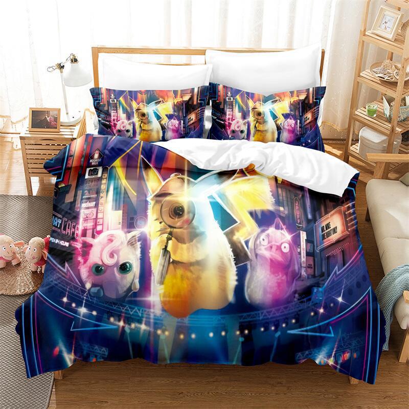 Cartoon Animation Digital Printing Bedding Quilt Cover Microfiber Polyester Cotton Three-Piece Set