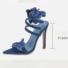 Fashion Eilyken Sexy Denim Butterfly-knot High Heels Women Sandals Hollow Out Ankle Strappy Shoes Summer Pointed Toe Zapatos Mujer