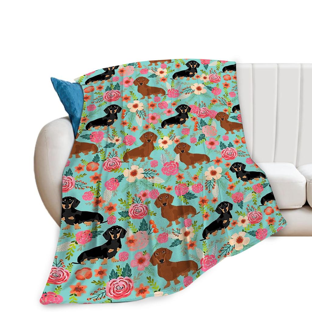 Dackel Decke Superweiche Fleece Überwurfdecke Warm und Kuschelig Leichte Bettdecke für Couch, Sofa, Camping und Reisen