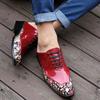 Fashion 2024 British style Green Men's Casual Leather Shoes Fashion Print Formal Oxford Shoes For Men Designer High Heel Dress Shoes Men